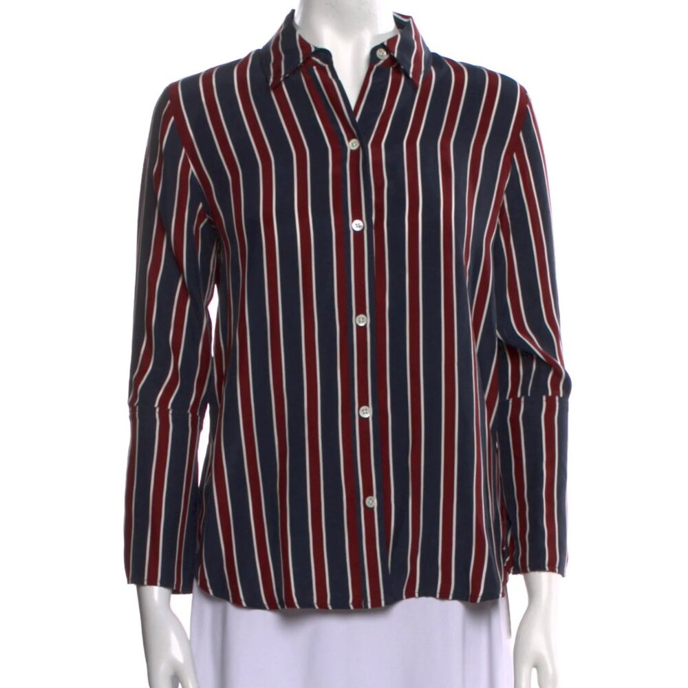 Frame Silk Shirt Blouse Striped Red White Blue L